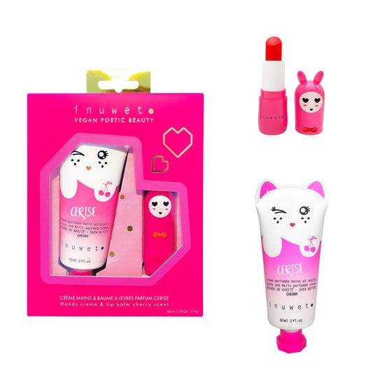 Inuwet Wiz Cherry Set - Hand Cream + Lip Balm