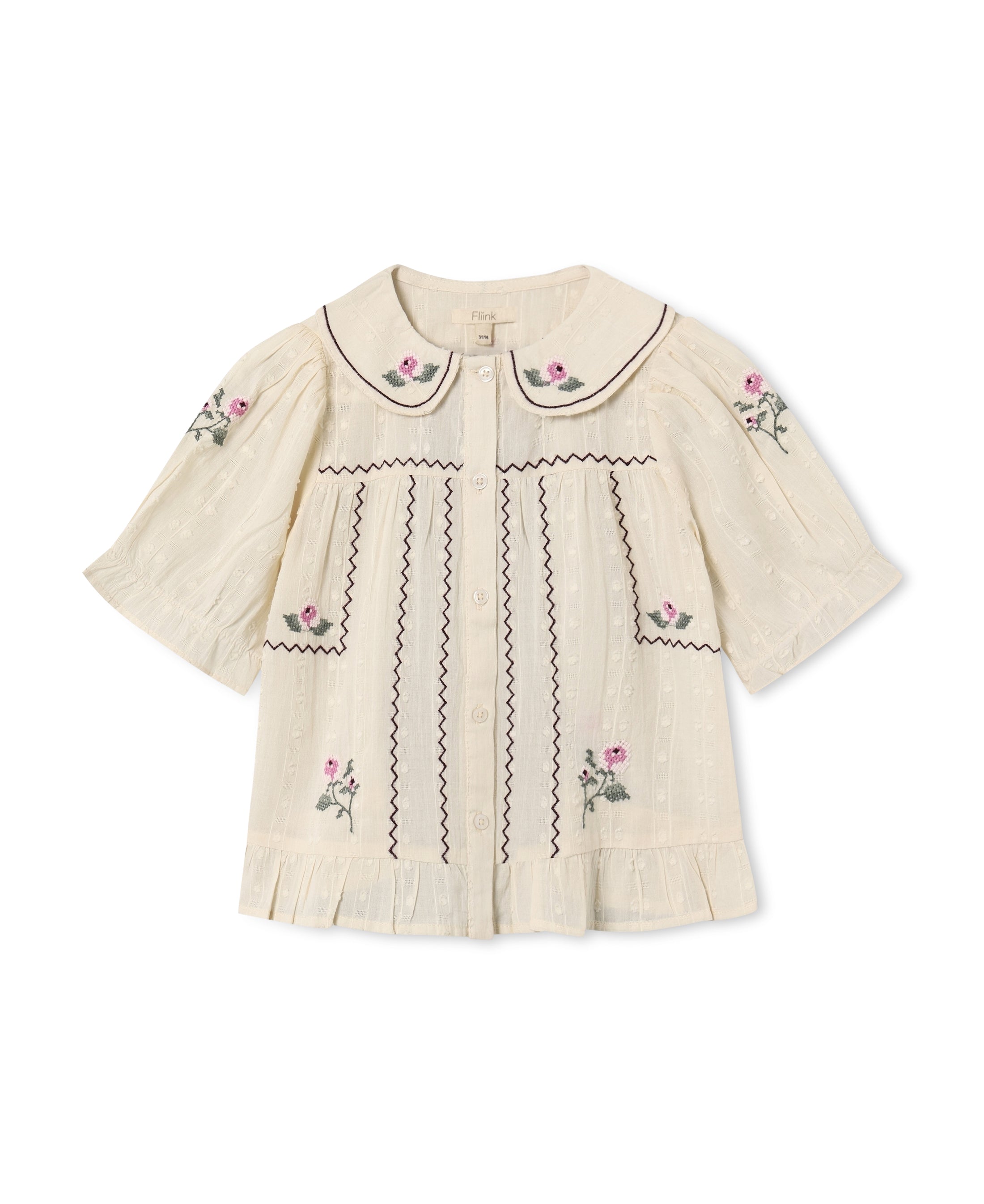 Fliink - Dobby Rose Embr Blouse