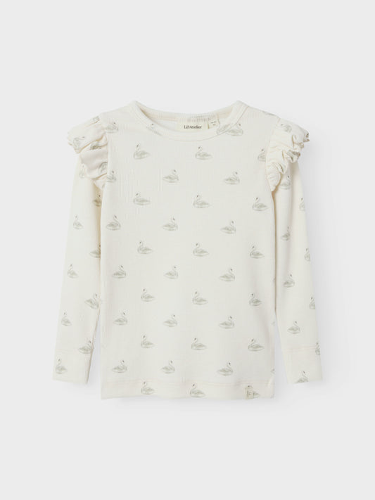 Lil´ Atelier Gavo Eko Ls Slim Top  - Swan