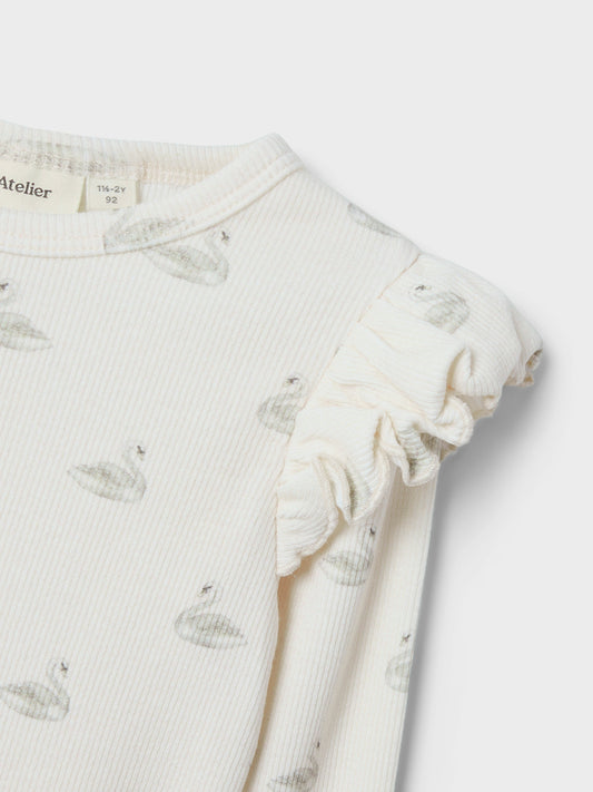 Lil´ Atelier Gavo Eko Ls Slim Top  - Swan